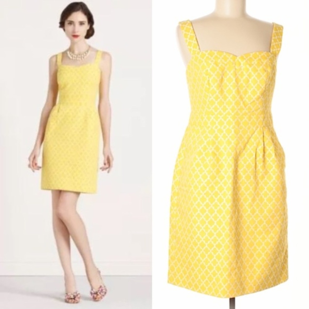 Kate Spade Hilary Dress Yellow Quatrefoil size 4